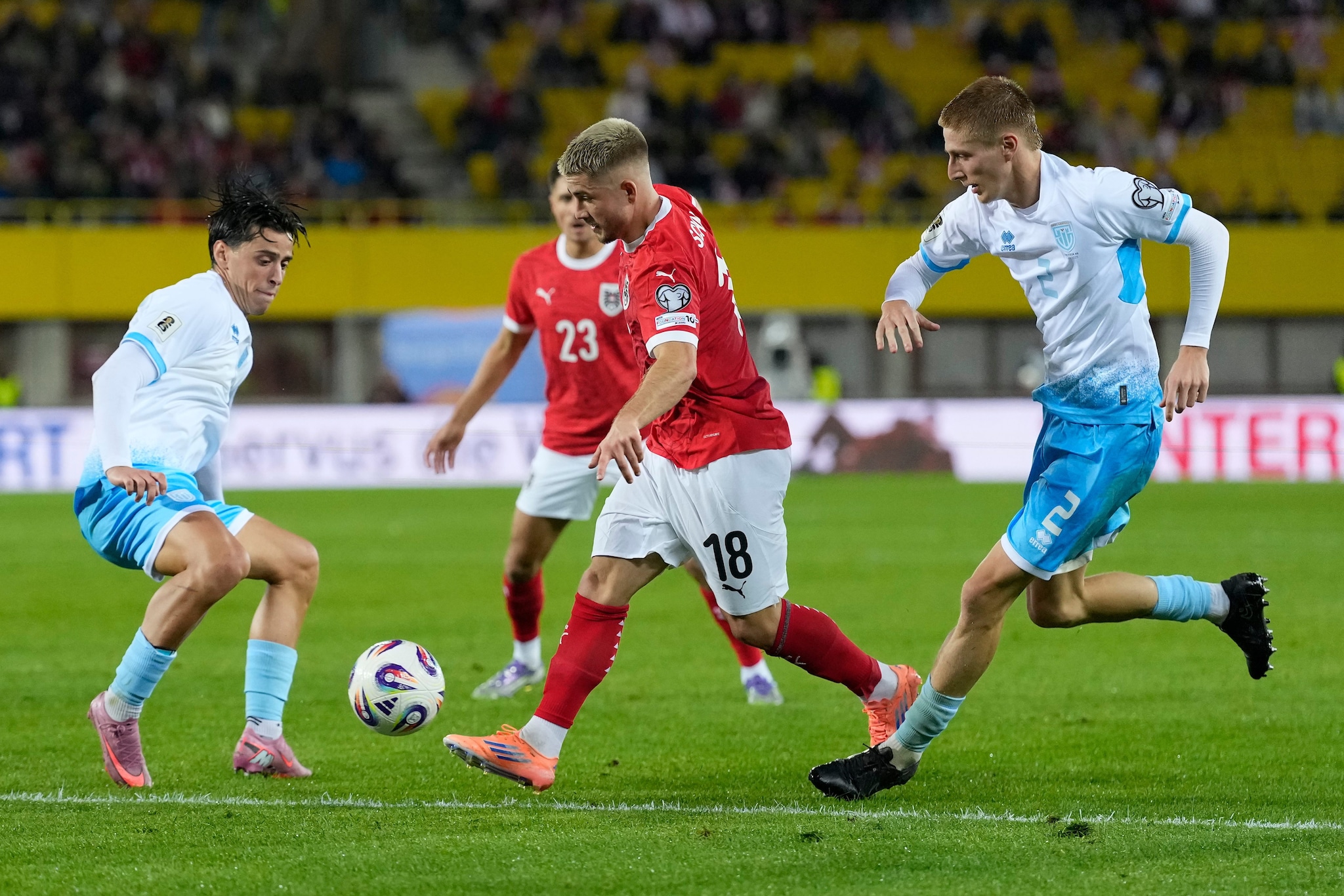 Un frangente della partita tra Danimarca e San Marino.