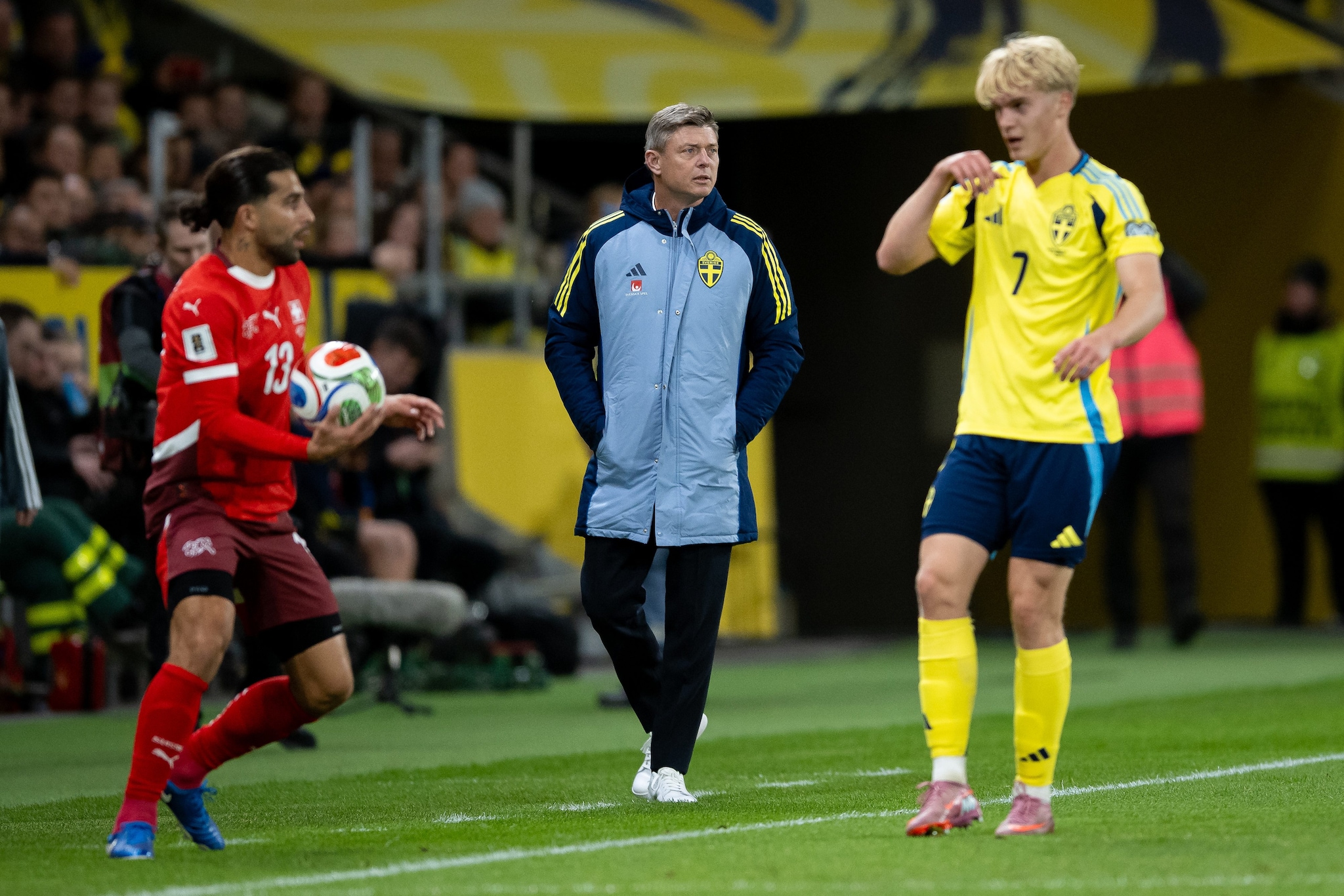 Tomasson durante una partita della Svezia.