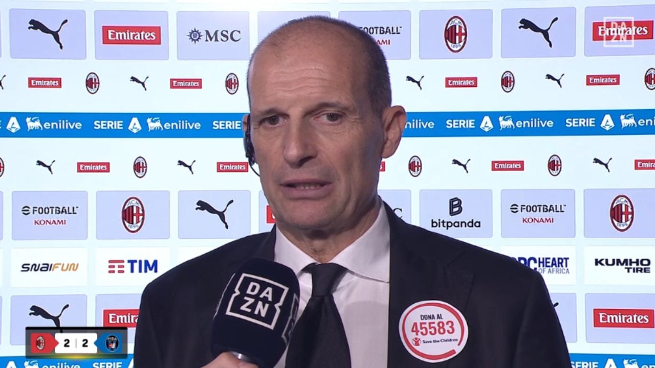 Allegri spiega l'errore del Milan col Pisa: "Abbiamo fatto anda e rianda". Nessun appunto all'arbitro