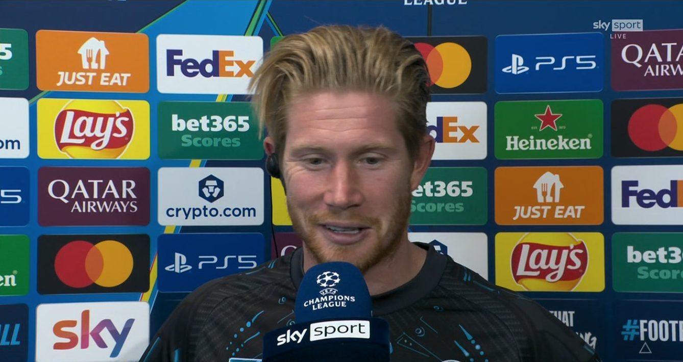De Bruyne durante l’intervista dopo Napoli–Sporting.