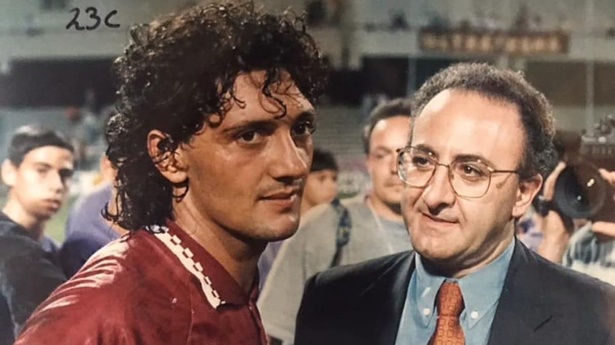Giovanni Pisano con Vincenzo De Luca allo stadio Arechi di Salerno.