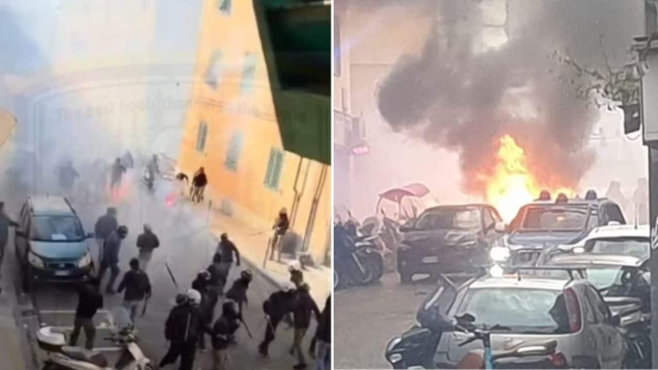 Clima incandescente a Pisa, il video degli scontri con la tifoseria del Verona prima della partita