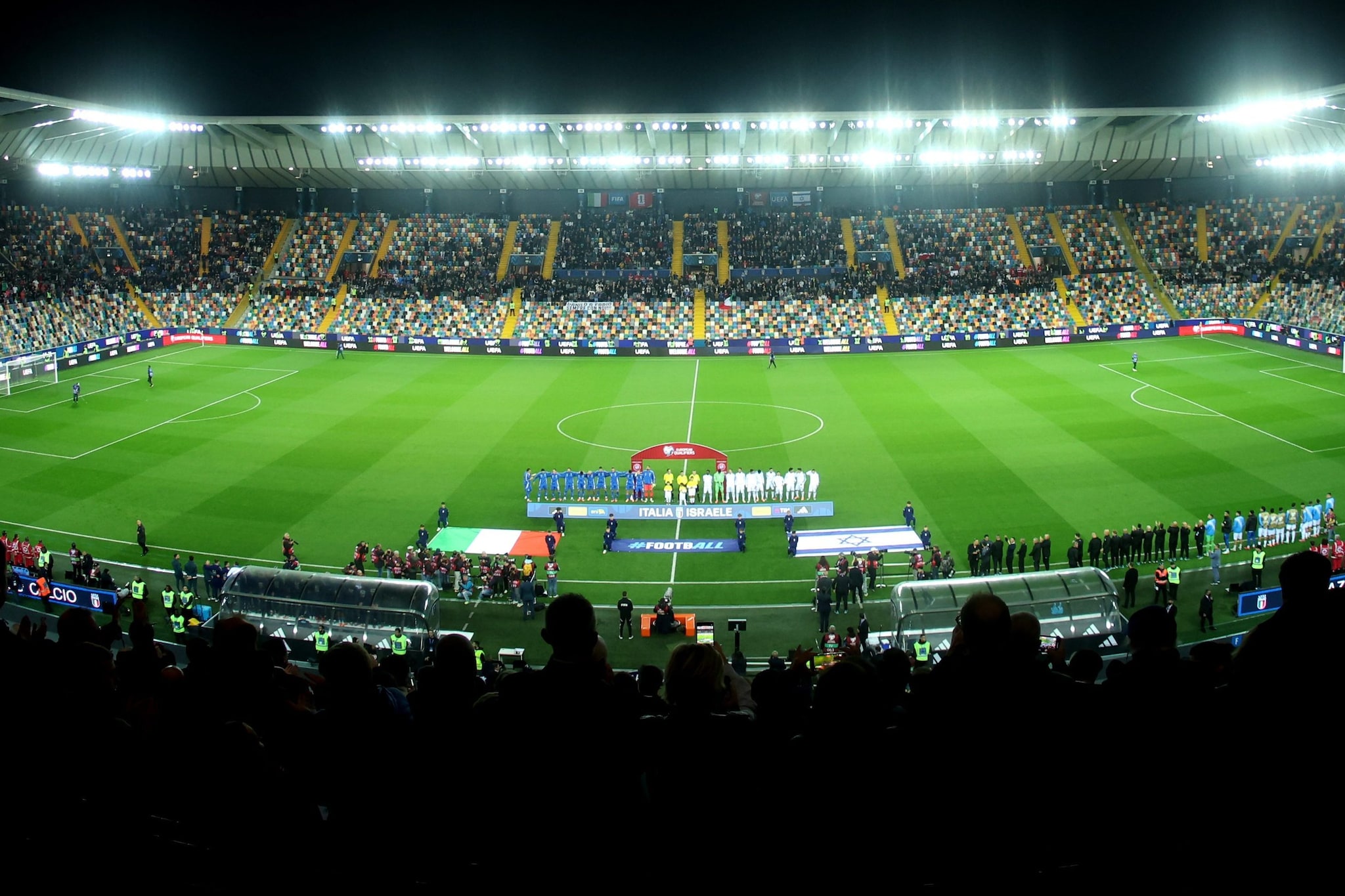 Il Bluenergy Stadium di Udine, tristemente semivuoto per Italia–Israele