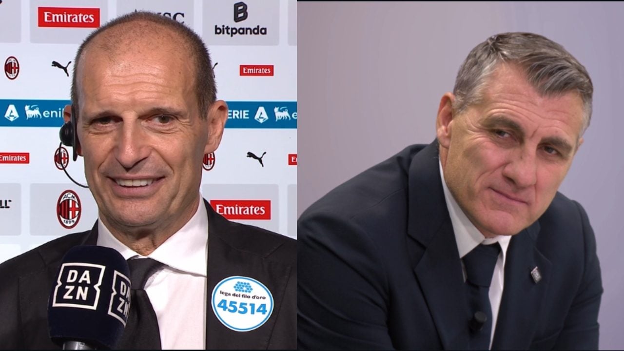 La domanda di Vieri stuzzica la reazione di Allegri in tv: "E se c'avevo te in panchina..."
