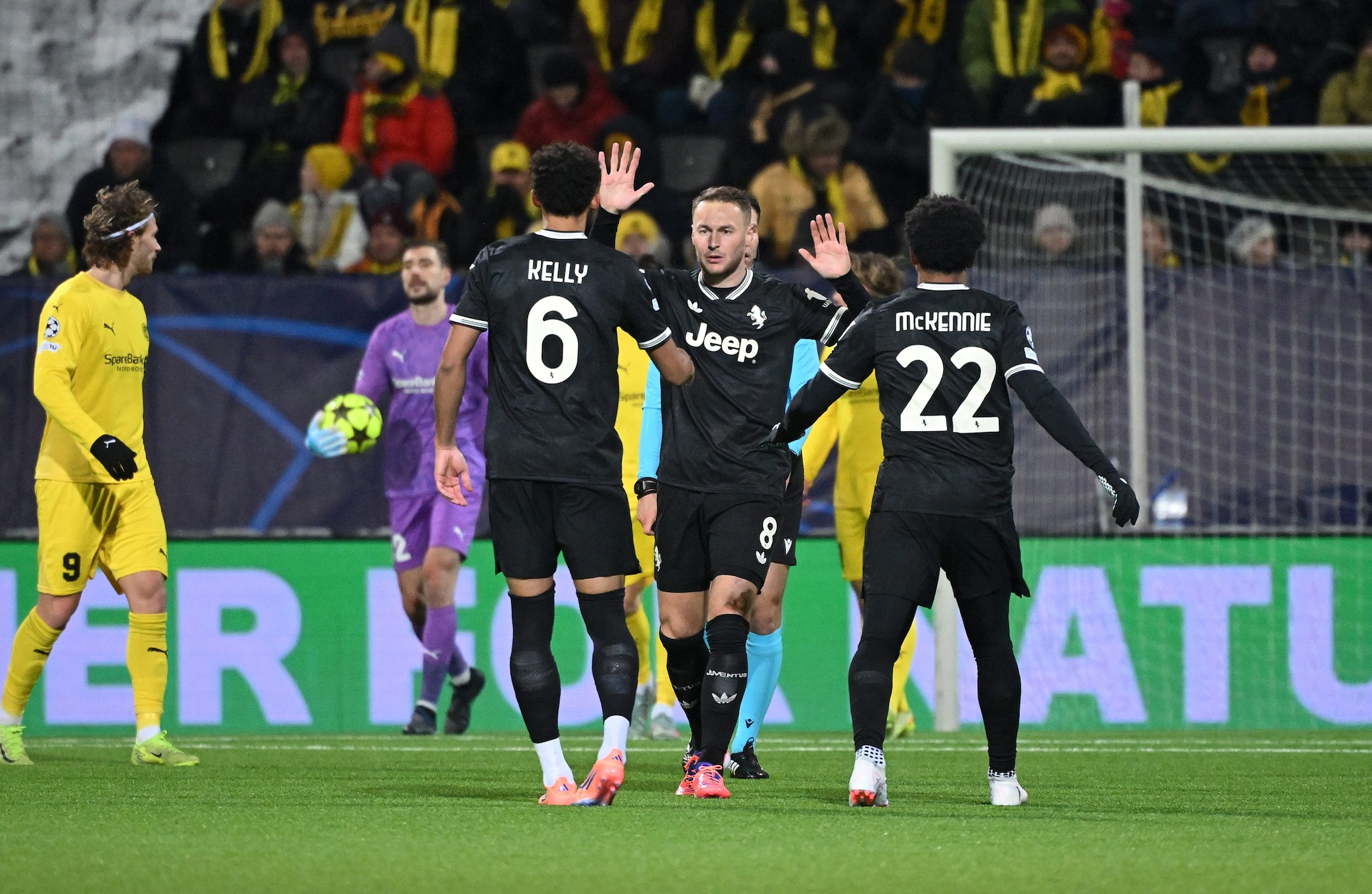 L’esultanza della Juventus al gol di Openda.