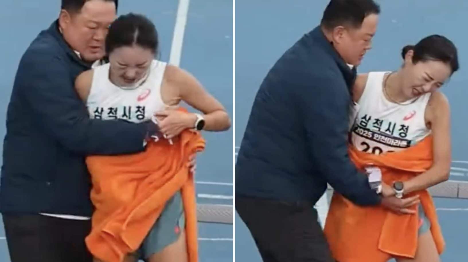 Maratoneta sorpresa dall’allenatore, scena scioccante dopo il traguardo: alla fine si scusa solo lei