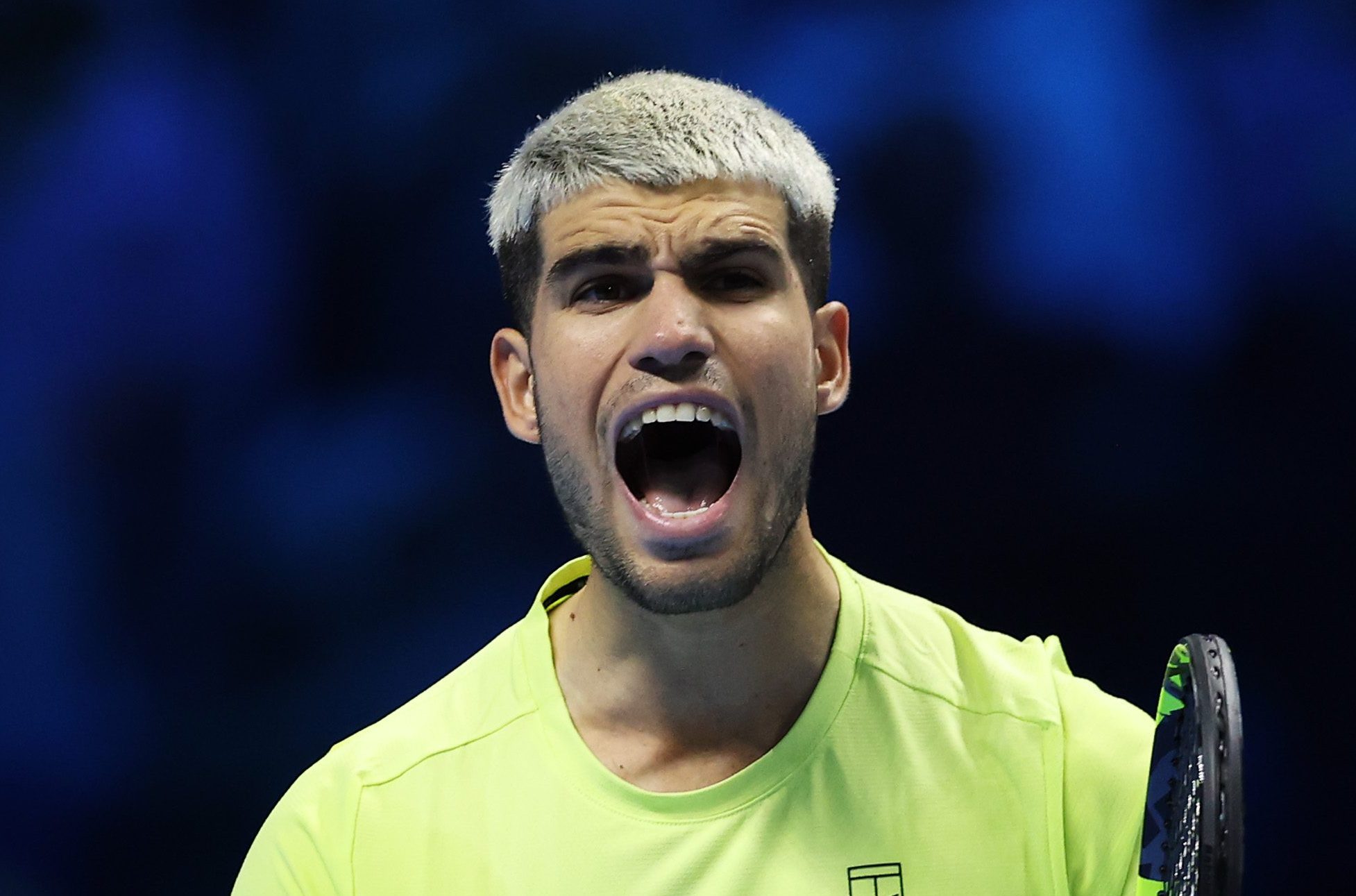 Carlos Alcaraz durante il match delle Finals vinto a Torino contro Taylor Fritz