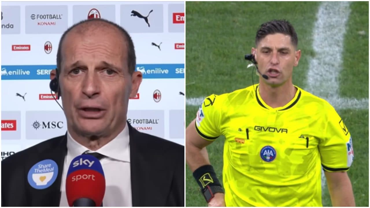 Allegri si lascia scappare una parola sull'arbitro Collu quando a San Siro ormai è notte: "Poverino"
