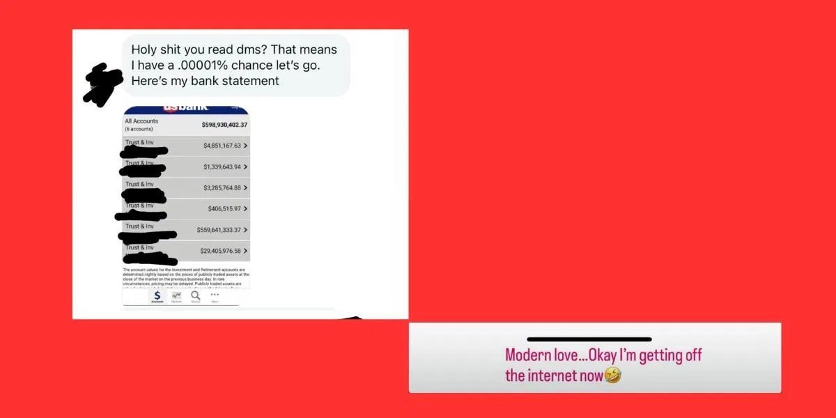 L’estratto conto inviato a Danielle Collins dal suo pretendente: quasi 600 milioni di dollari…