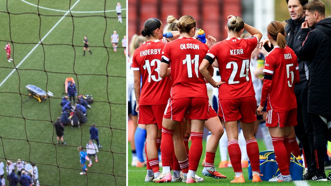 Mia Enderby esce in barella e con l'ossigeno: paura a Liverpool dopo il tremendo impatto sul collo