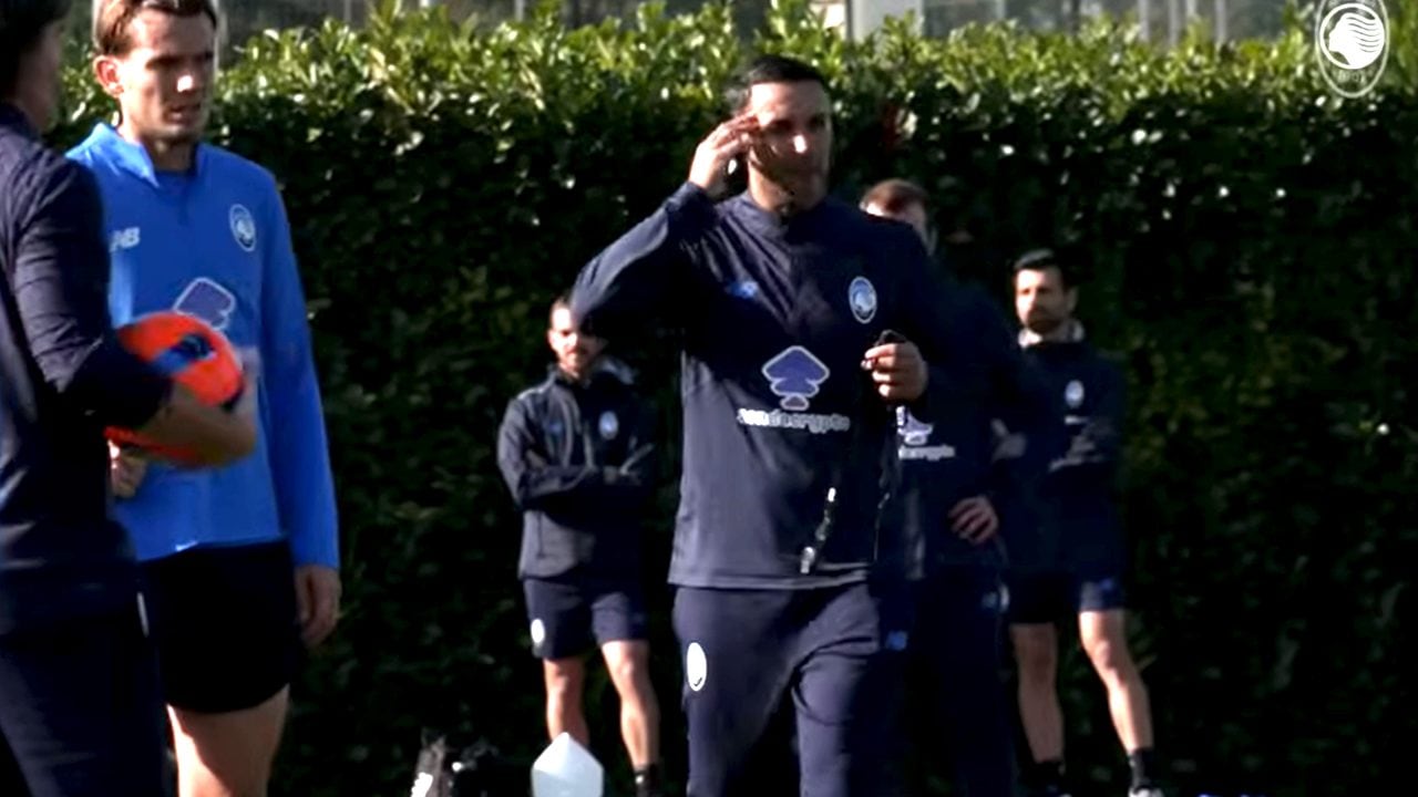 Palladino durante gli allenamenti con l’Atalanta.