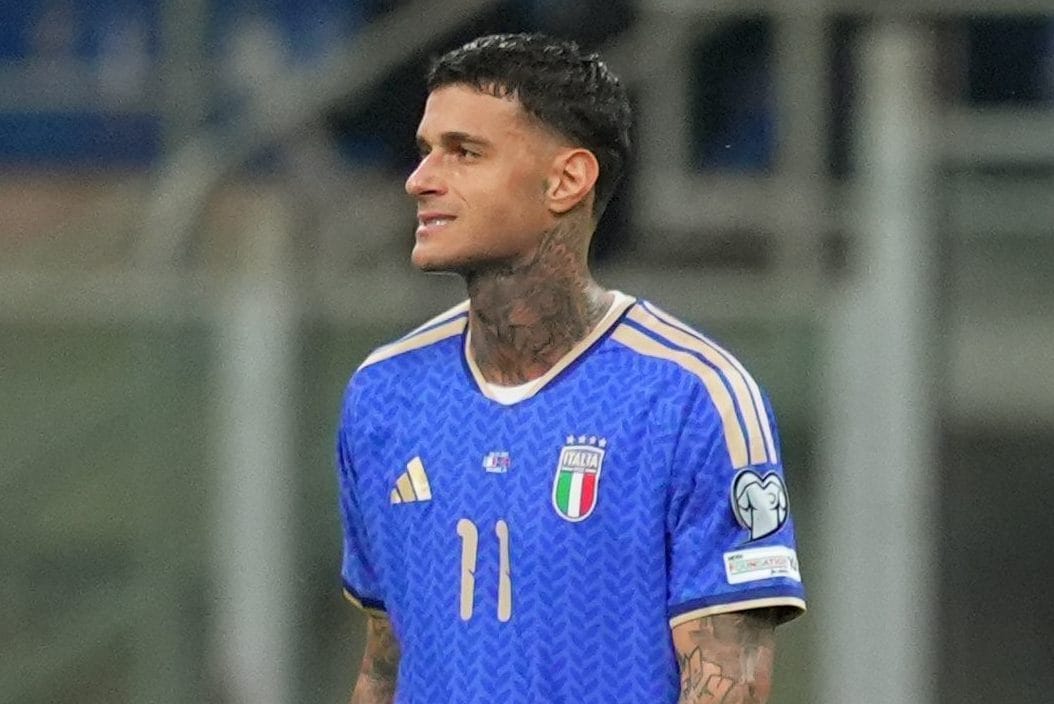 Gianluca Scamacca è entrato in campo negli ultimi 11 minuti di Italia–Norvegia