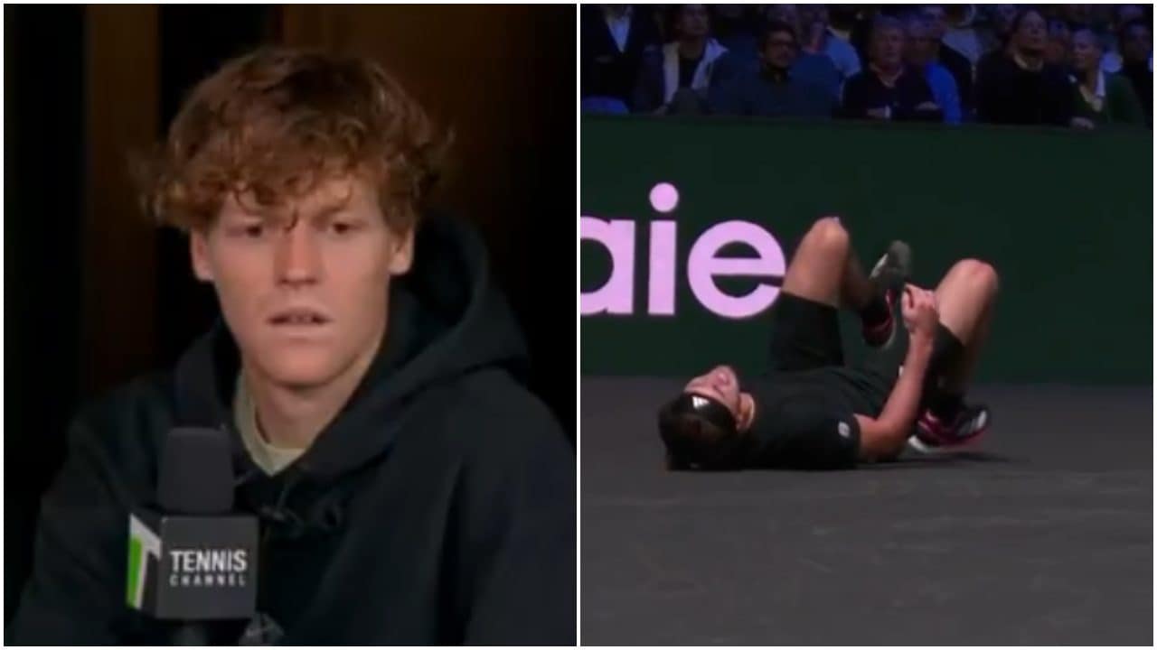 Sinner vede in diretta la caduta di Zverev mentre è intervistato: Jannik si ferma, è raggelato