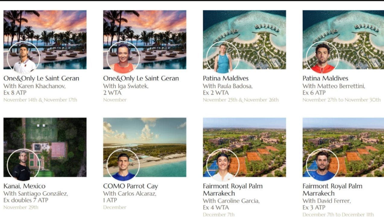 I tennisti, o ex nel caso di Ferrer, con cui si può vivere una sessione di allenamento alle Maldive o ai Caraibi.