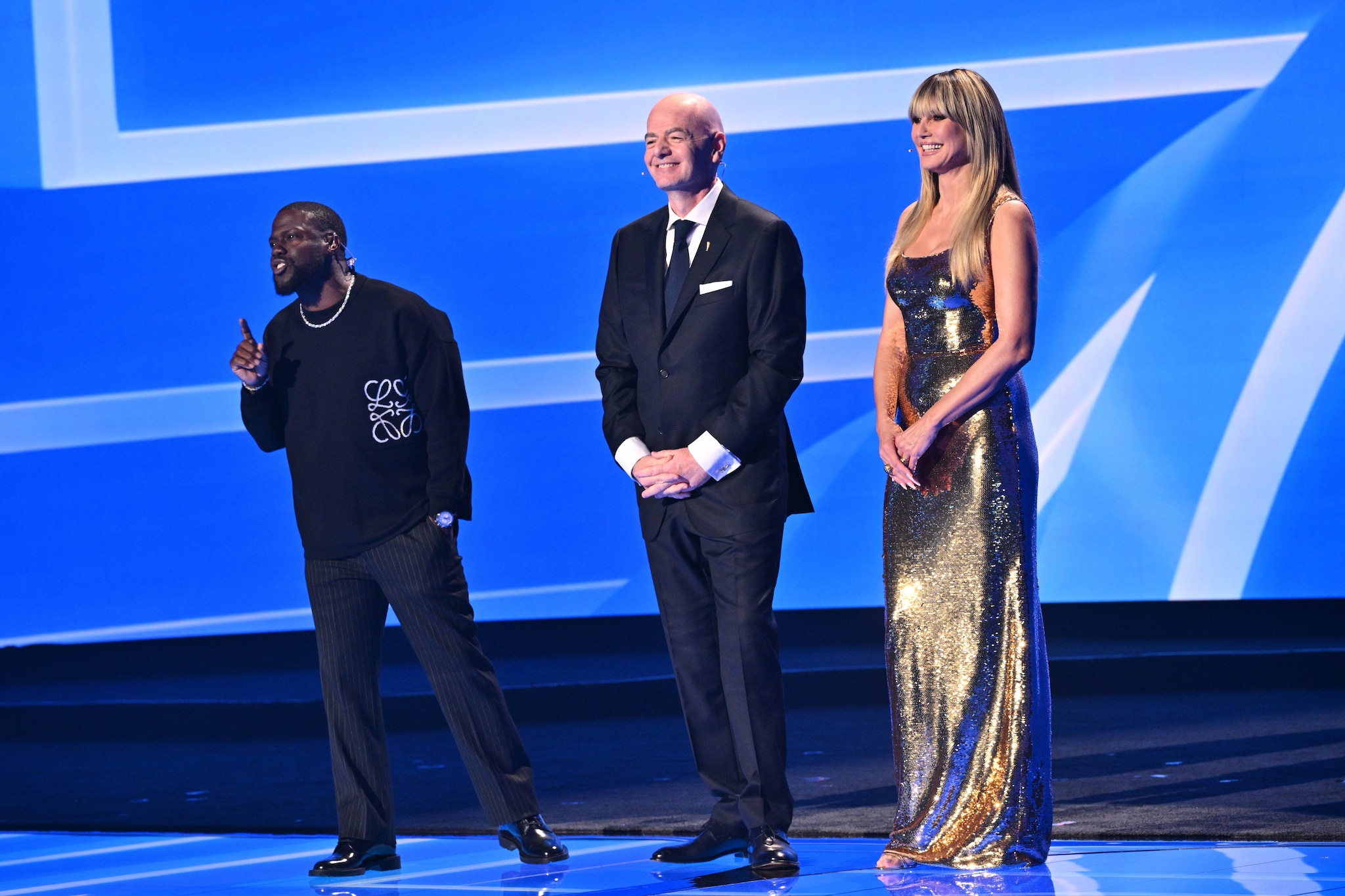 Kevin Hart, Gianni Infantino e Heidi Klum