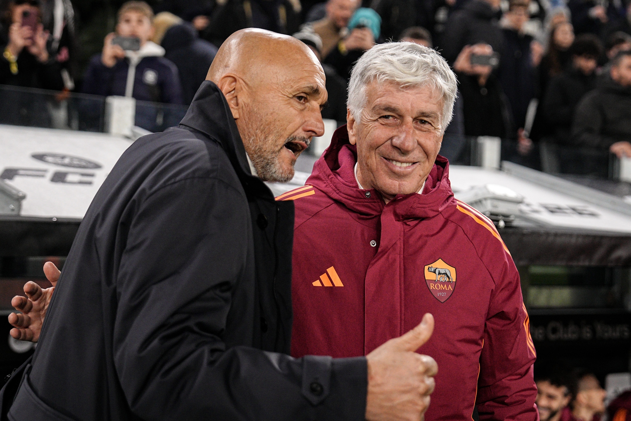 Luciano Spalletti e Gian Piero Gasperini prima di Juventus–Roma, terminata 2–1.