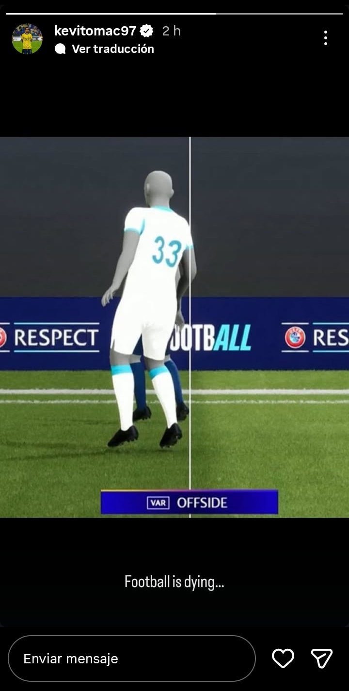 L’amaro post di Mac Allister a evidenziare il fuorigioco fischiato in Union SG–Marsiglia, oggetto di feroci discussioni