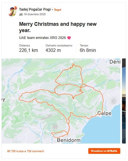 Il KOM di Pogacar su STRAVA che attesta il nuovo record sul Coll de Rates