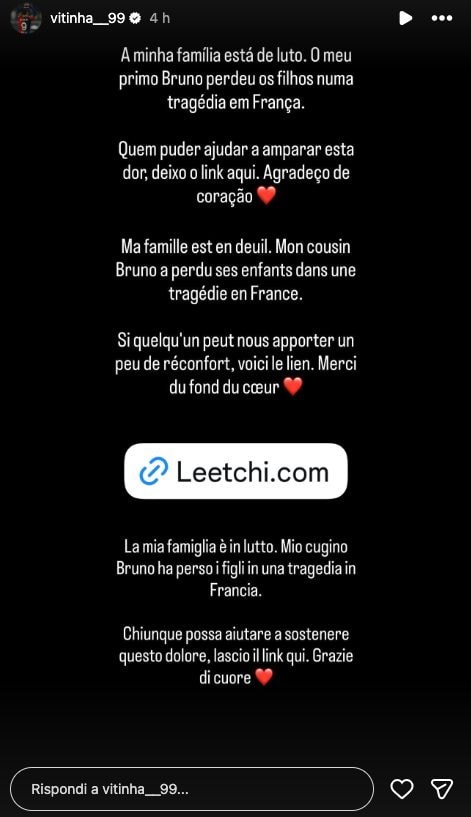 La storia pubblicata da Vitinha.