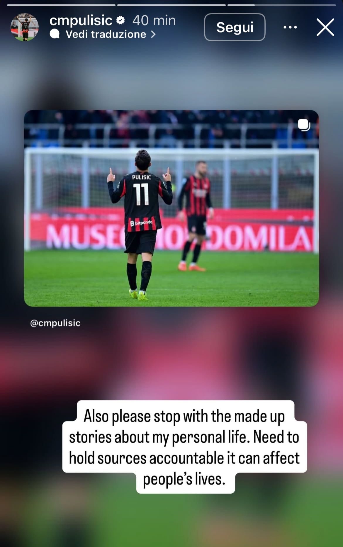 Il messaggio di Pulisic che smentisce la relazione con Sydney Sweeney