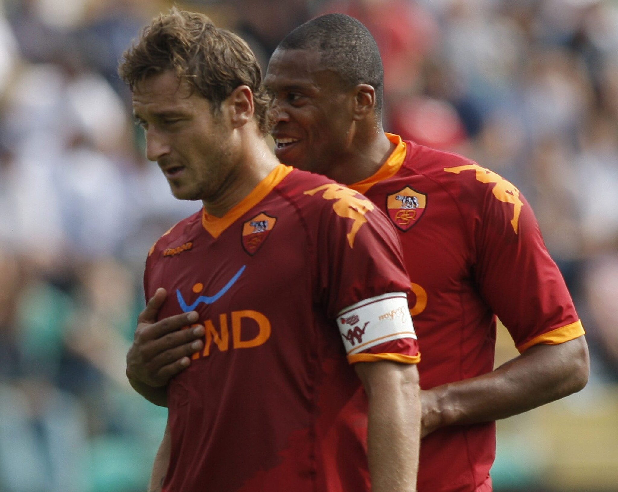 Julio Baptista insieme a Totti ai tempi della Roma.