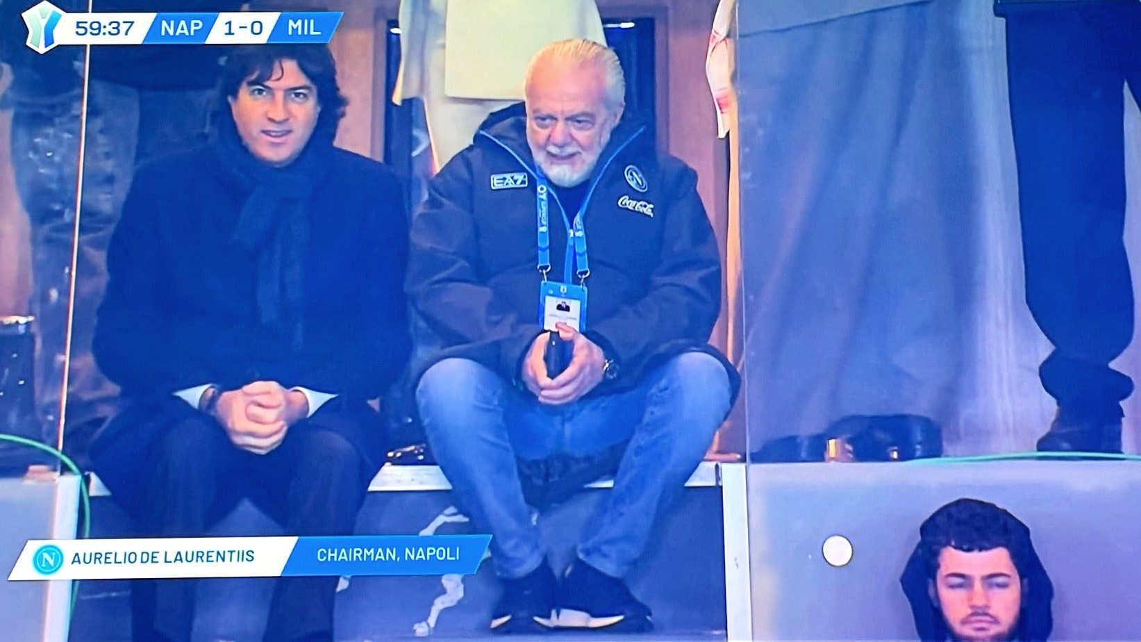 Cassano svela perché De Laurentiis era seduto sulle scale in Supercoppa: "Da adesso è il mio idolo"