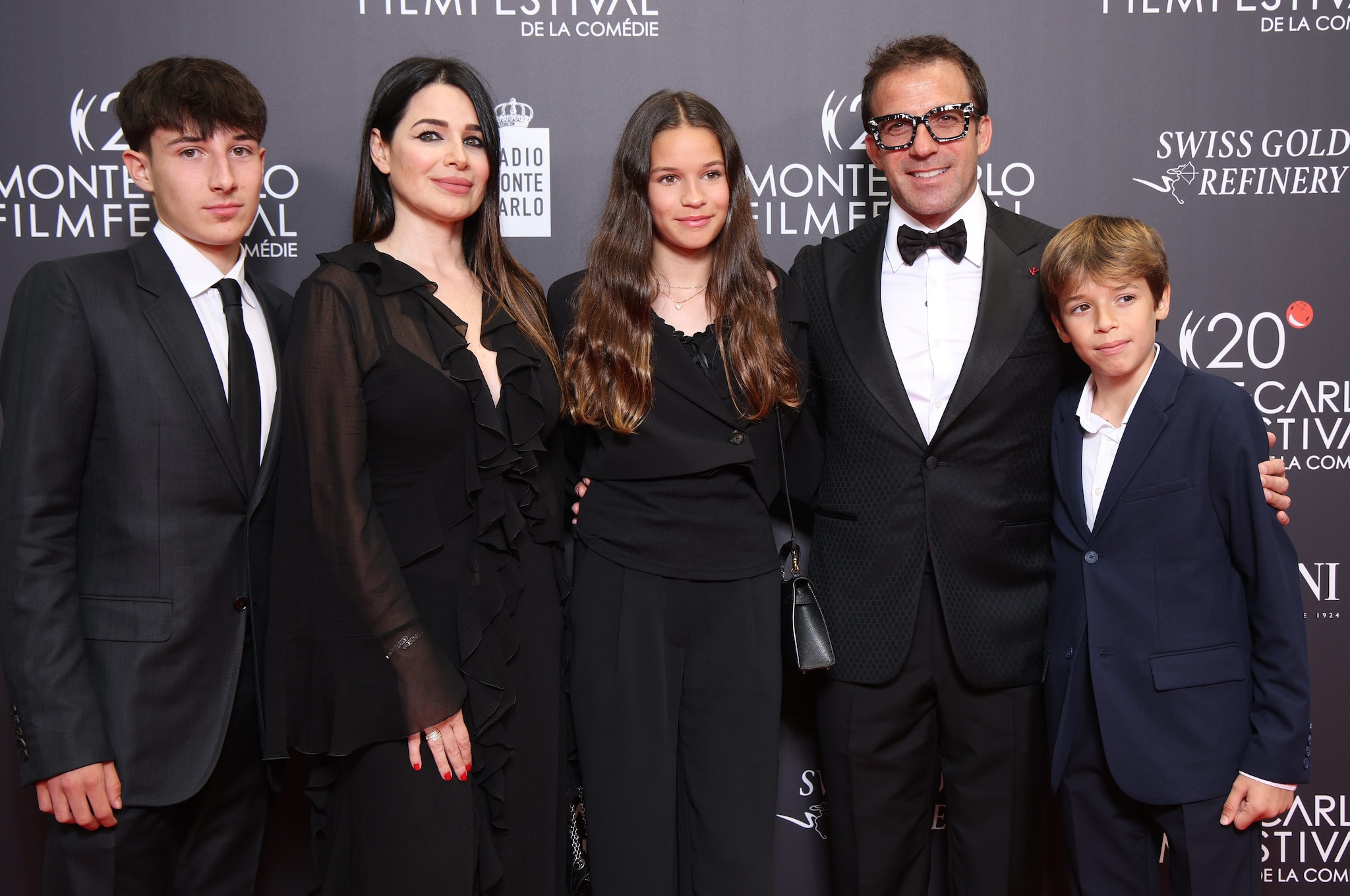 La famiglia Del Piero al completo: Alex con la moglie Sonia e i tre figli, Tobias è il maggiore