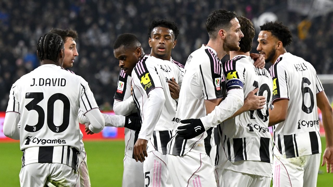 L’esultanza della Juventus contro l’Udinese.