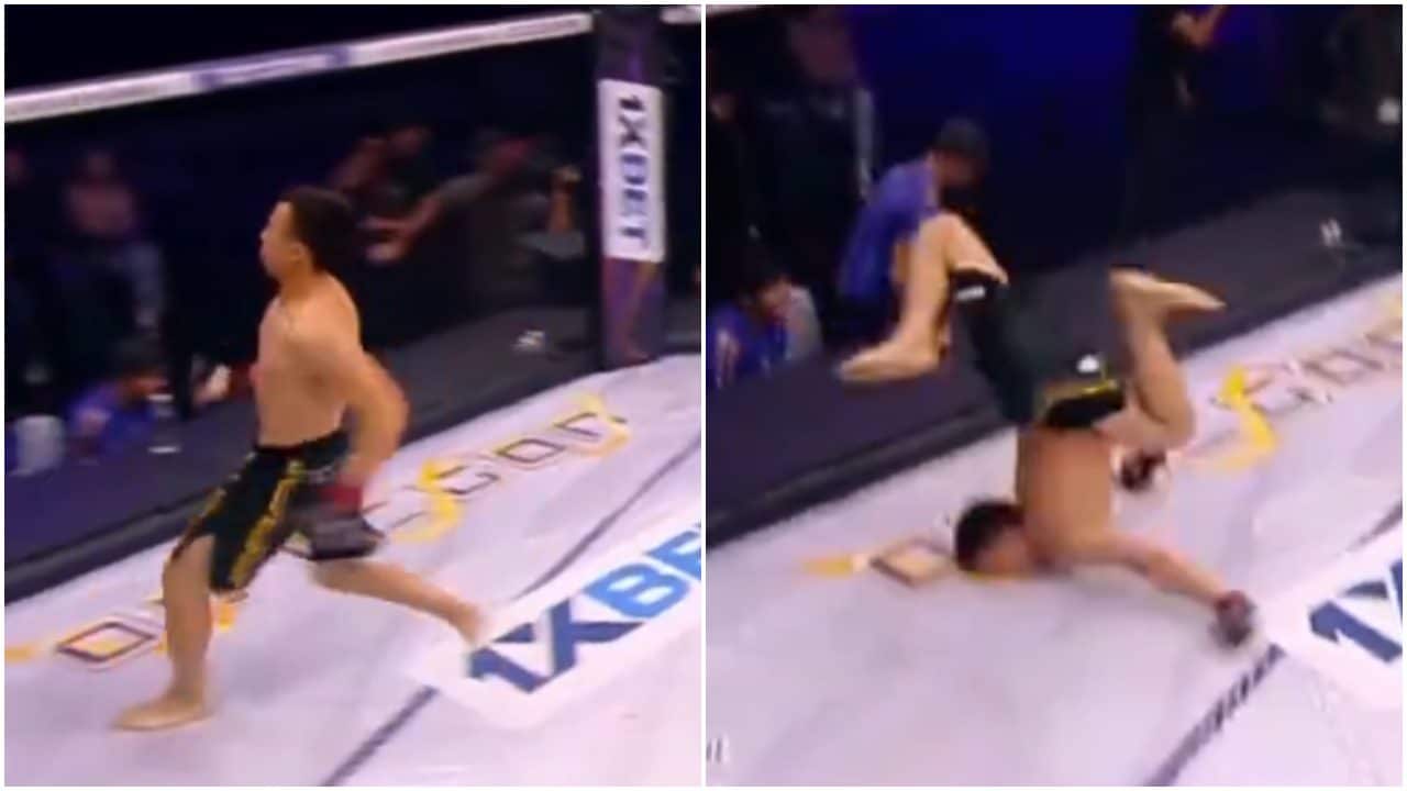 Assurdo festeggiamento del lottatore MMA dopo la vittoria: rischia di spezzarsi il collo