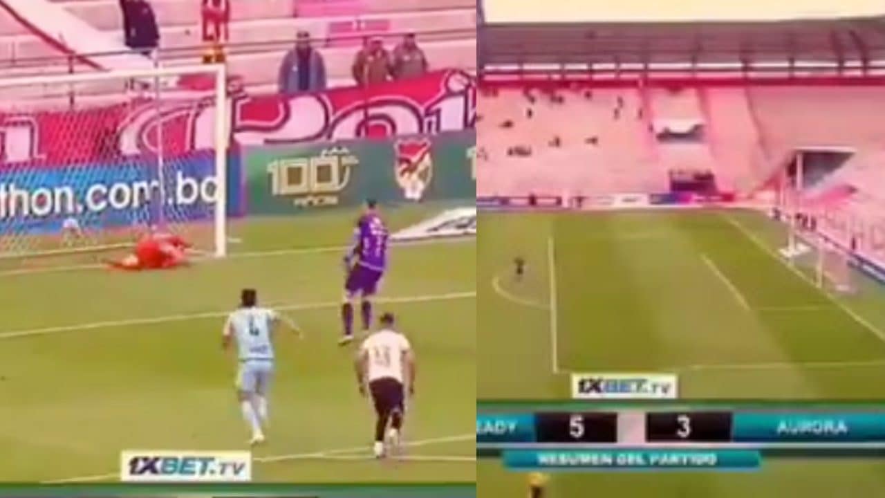 Portiere segna su rigore e festeggia ma non fa in tempo a rientrare: il collega avversario fa gol da centrocampo