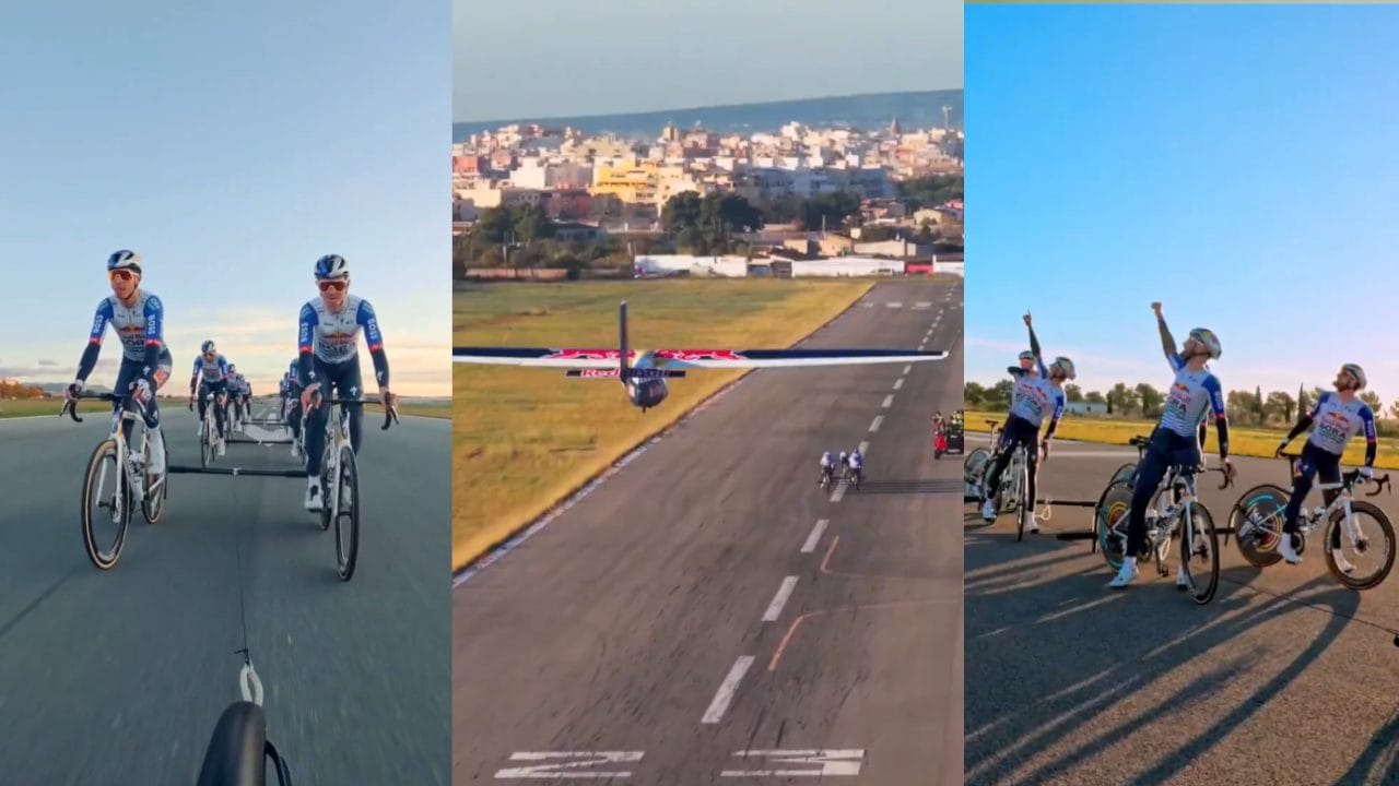 L'impresa impossibile di 9 ciclisti della Red Bull, far decollare un aliante pedalando: ci sono riusciti