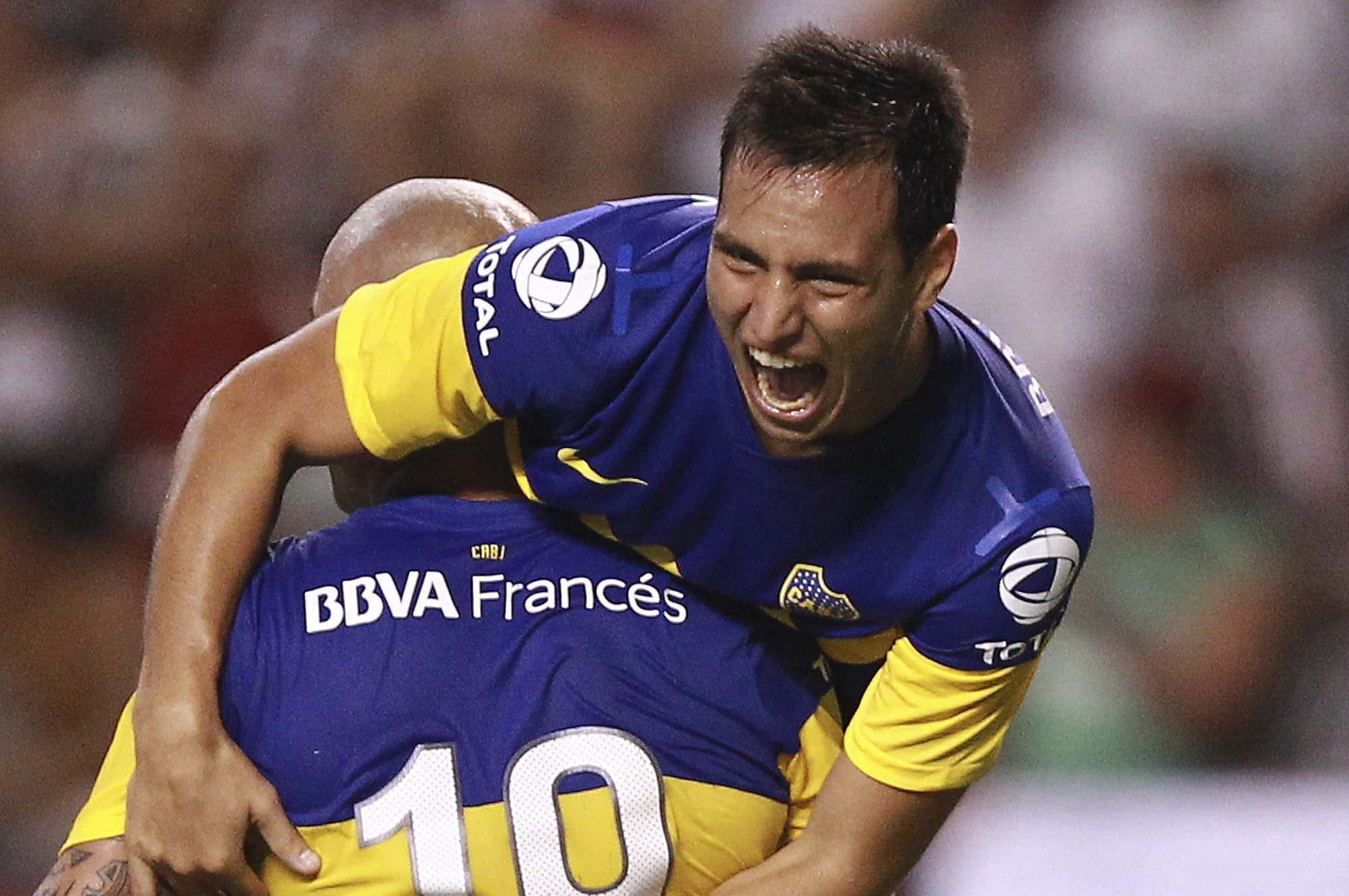 Juan Sanchez Mino esulta in un Fluminense–Boca Juniors di Copa Libertadores nel 2012