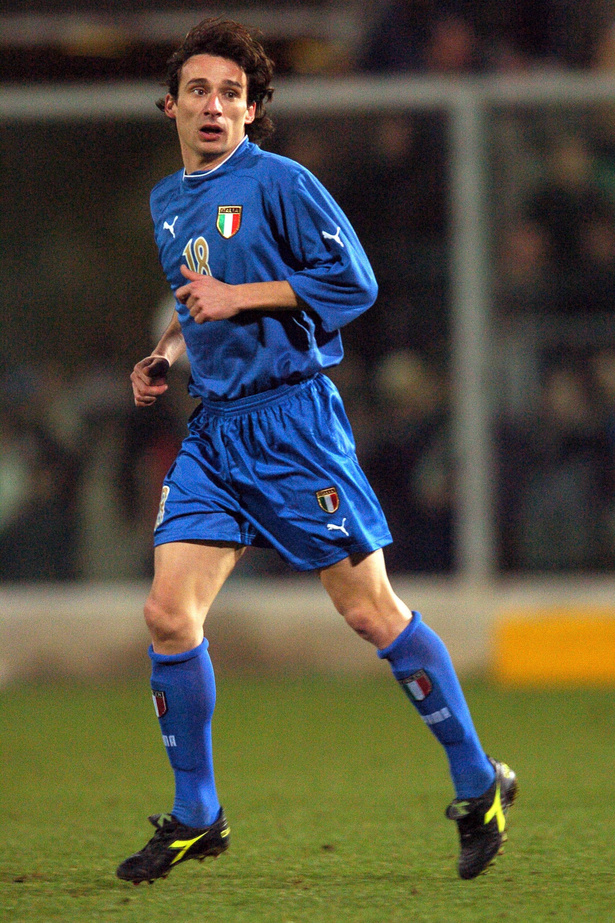 Sergio Volpi in una delle due presenze con la Nazionale.