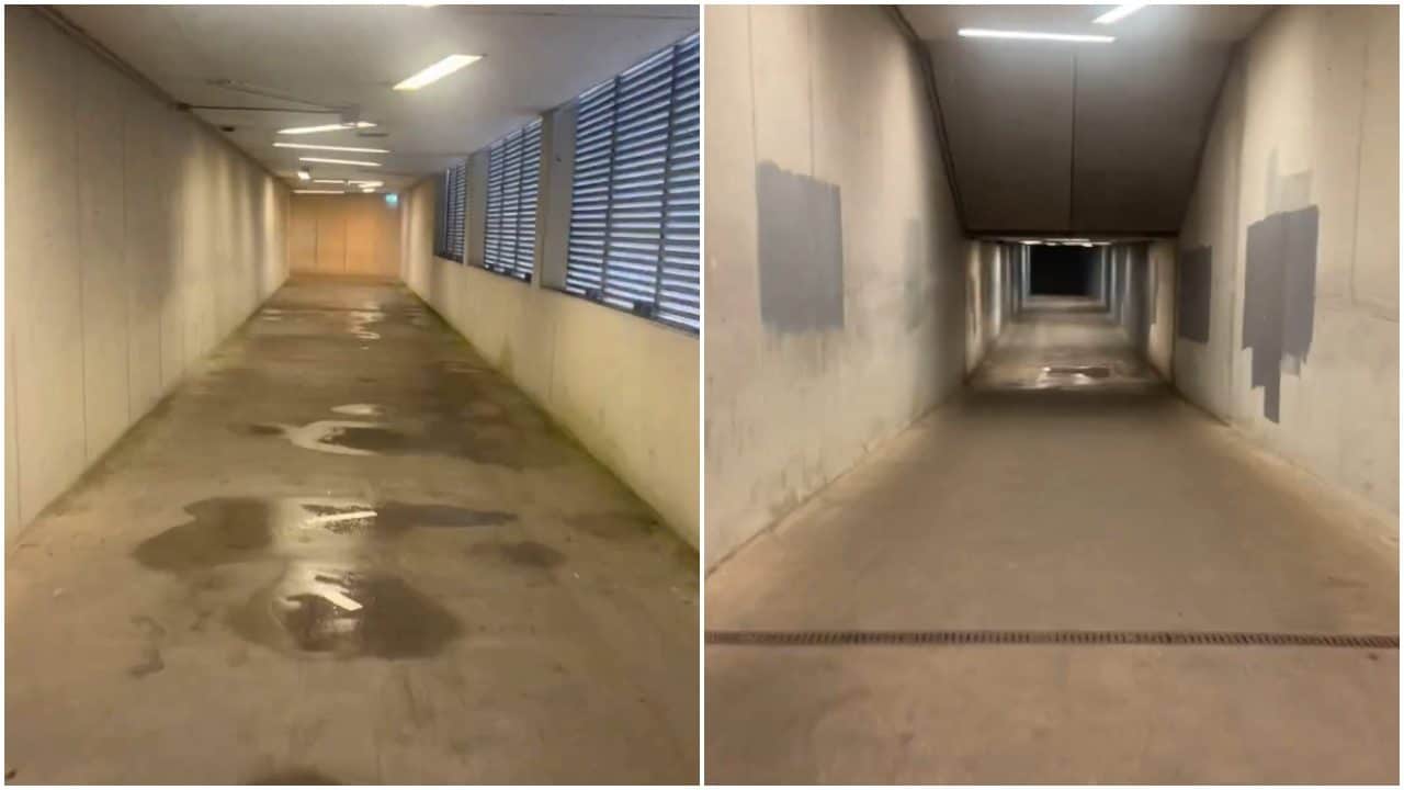 Il Nottingham mostra lo strano settore ospiti dell'Utrecht: un tunnel cupo e opprimente prima degli spalti