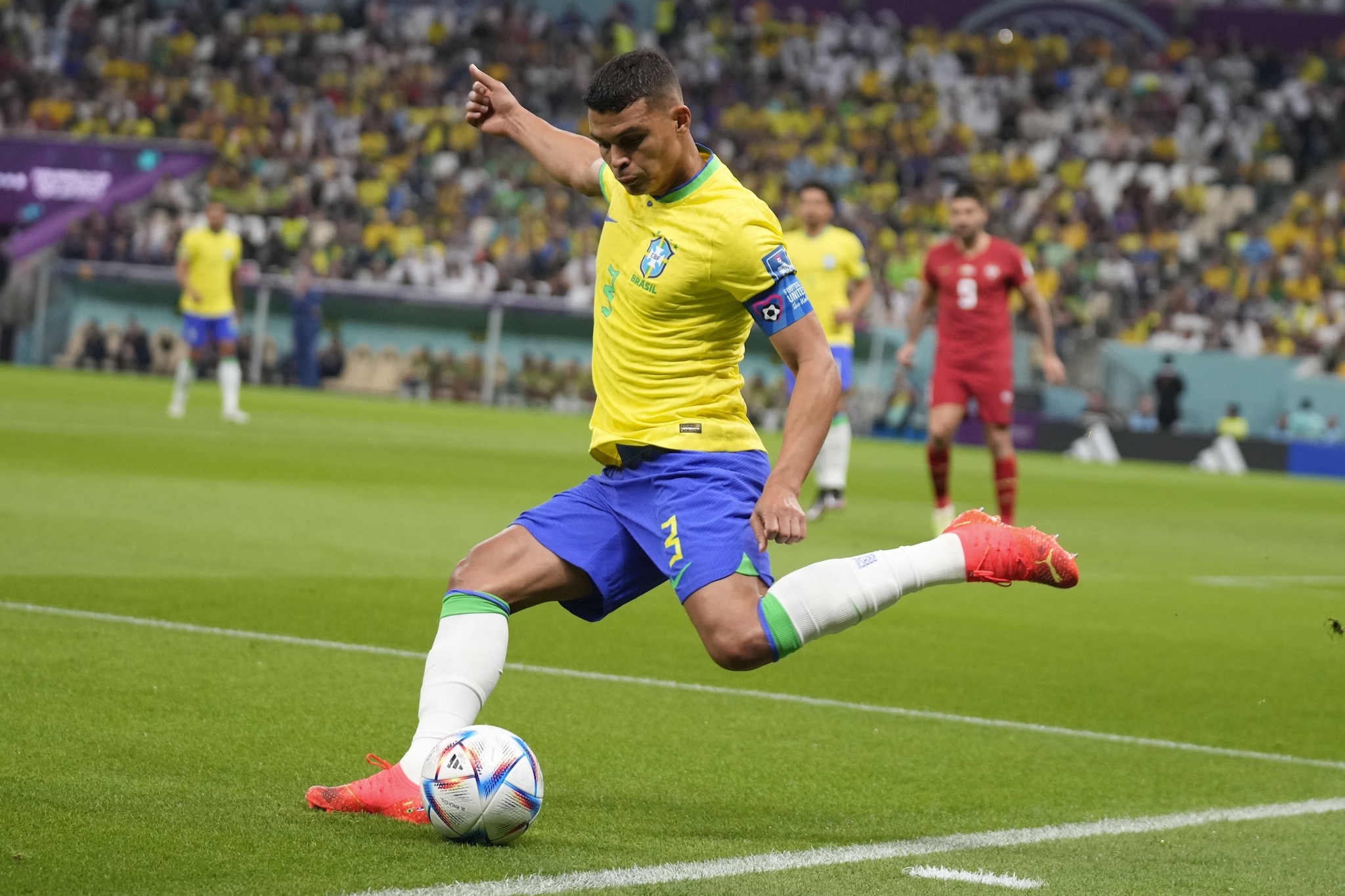 Thiago Silva col Brasile ai Mondiali 2022 in Qatar, da capitano