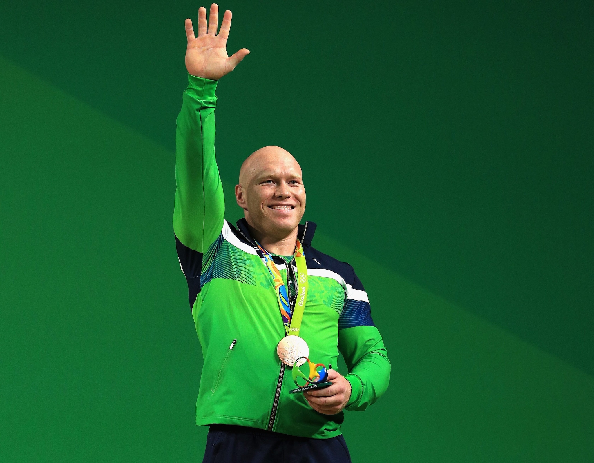 Aurimas Didzbalis sul podio delle Olimpiadi di Rio 2016 con la medaglia di bronzo