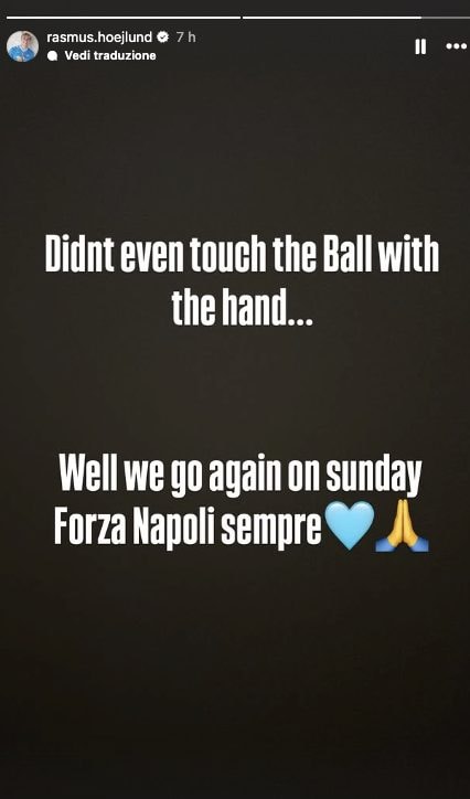 La storia pubblicata da Hojlund subito dopo il gol annullato contro il Verona