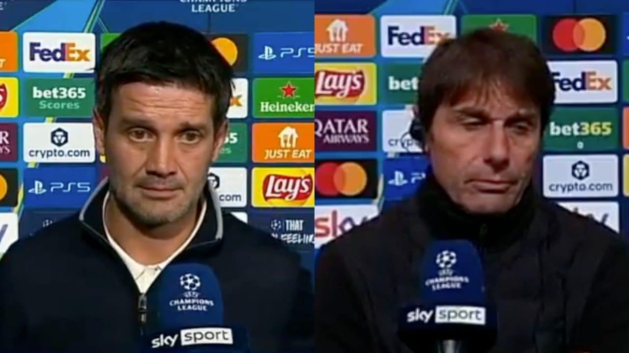 Chivu e Conte si incrociano durante l'intervista in diretta: da studio chiedono un saluto, cala il gelo