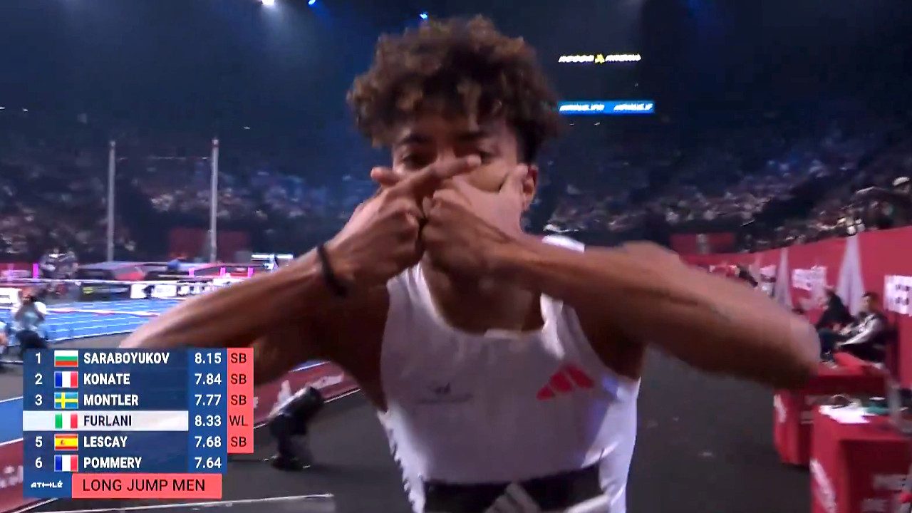 Mattia Furlani pazzesco, debutto al World Indoor Tour con record mondiale stagionale: 8.33 metri