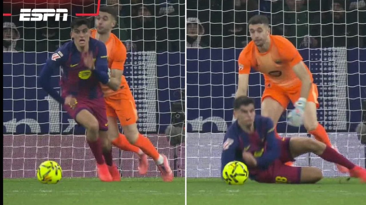 Joan García spinge il compagno per evitare il gol dell'Espanyol: una giocata di astuzia e intelligenza