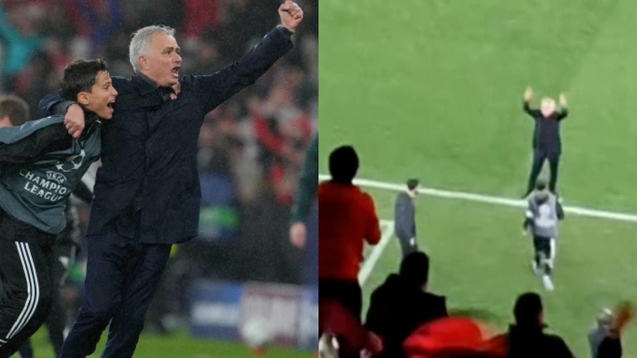 Mourinho esulta in faccia ad Arbeloa con il raccattapalle: non riesce a trattenersi, poi si scusa