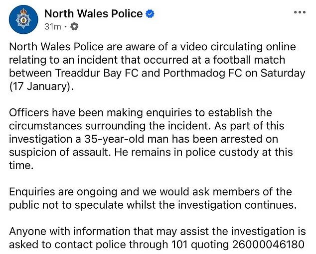 Il comunicato della polizia del Galles del Nord sull’arresto di Tom Taylor