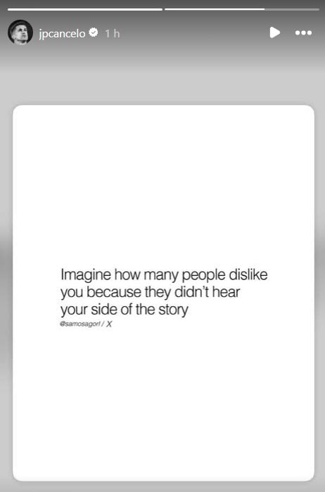 La storia Instagram pubblicata da Cancelo