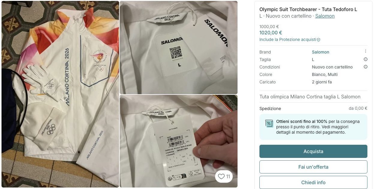 Alcune tute riportano ancora il cartellino ufficiale, mai staccato. Vengono vendute a cifre più elevate