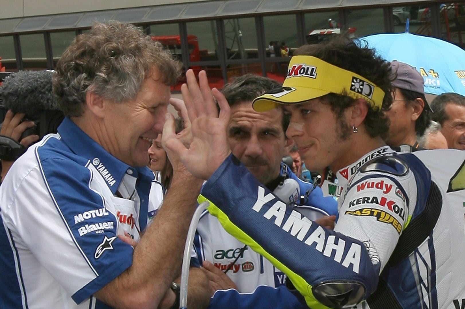 Valentino Rossi col padre Graziano al Mugello nel 2007