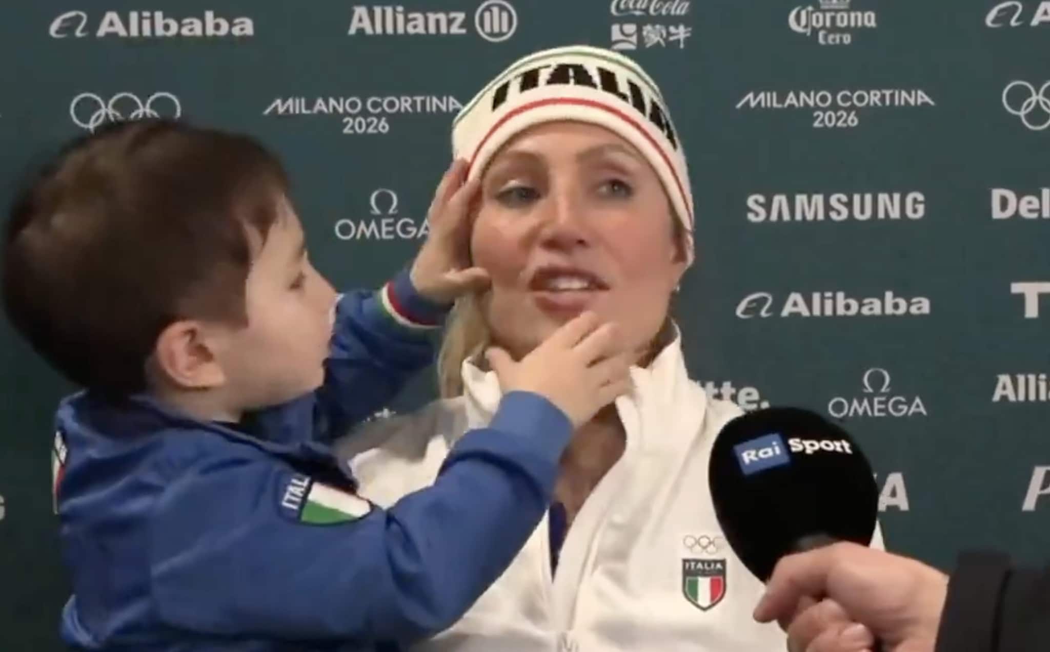 Francesca Lollobrigida con il piccolo Tommaso: per la campionessa azzurra 2 medaglie a Milano Cortina