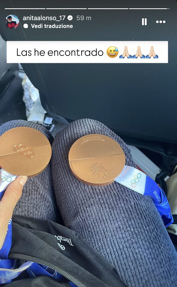 Ana Alonso ha ritrovato la medaglia scomparsa dopo diversi giorni