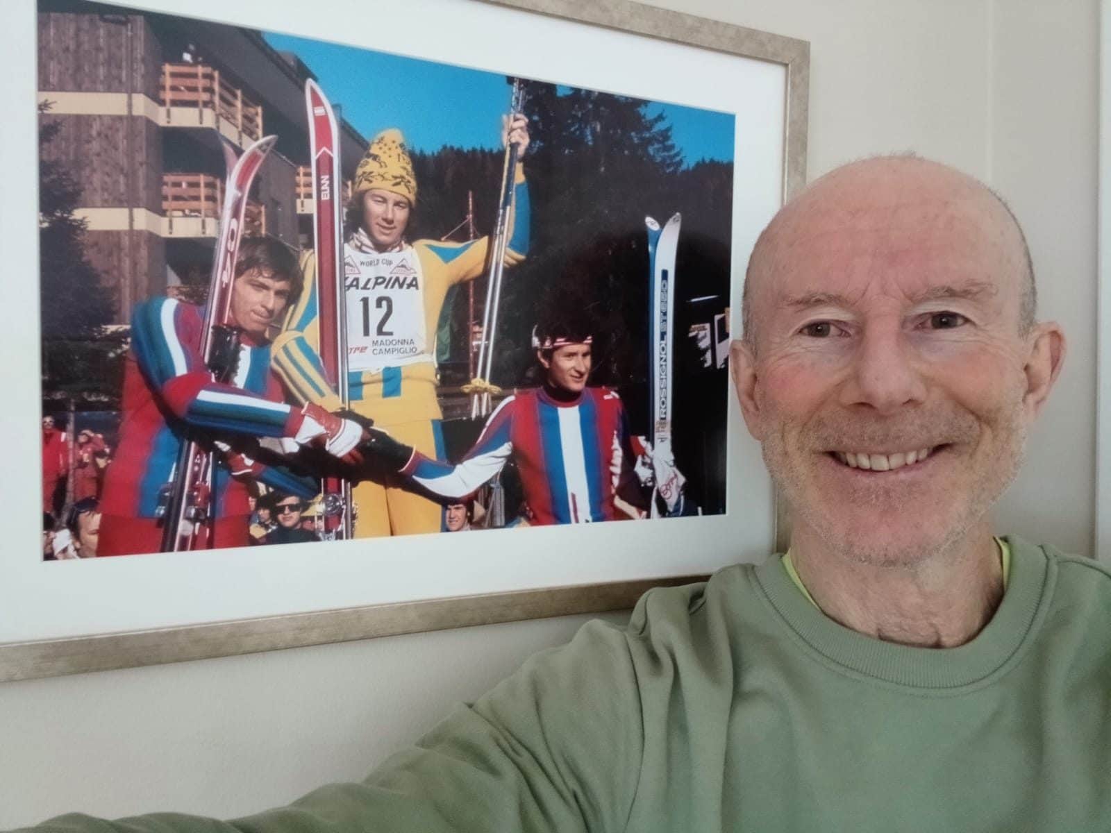 Il selfie che Ingemar Stenmark invia a Paolo De Chiesa per il compleanno.