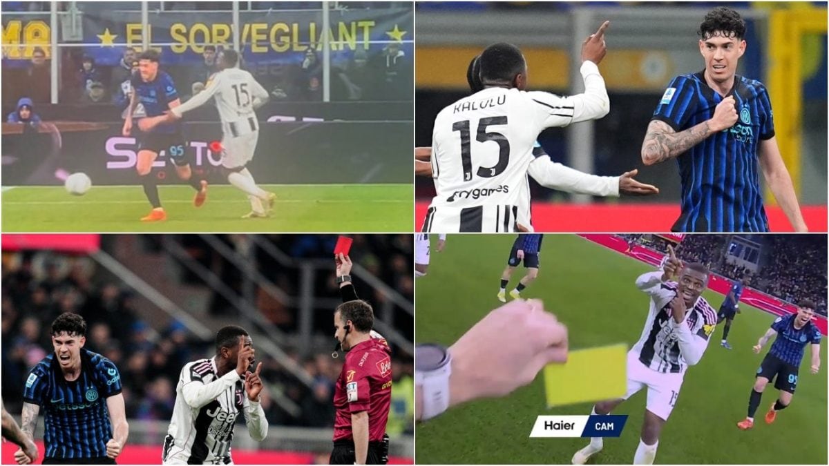 Kalulu sfiora il braccio di Bastoni, che si tuffa e simula un fallo inesistente poi sostiene di essere stato trattenuto per la maglia.