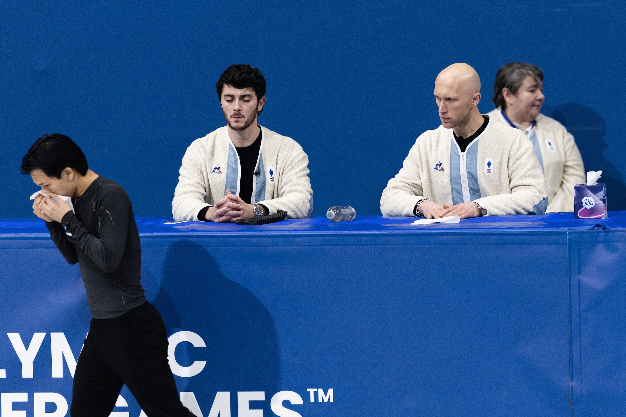 Richaud con uno dei suoi atleti alle Olimpiadi di Milano Cortina.